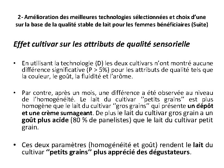 2 - Amélioration des meilleures technologies sélectionnées et choix d’une sur la base de