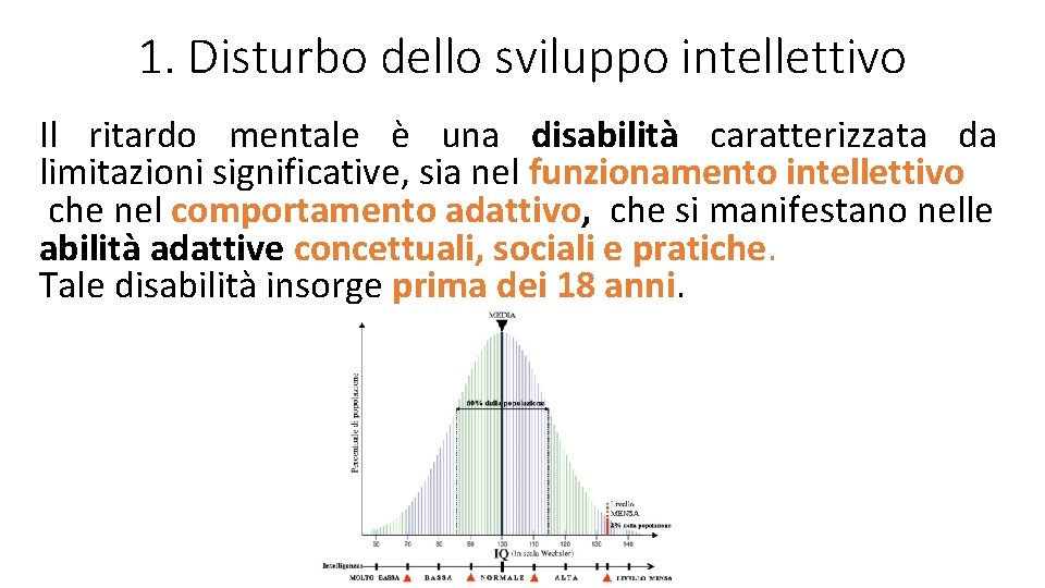 1. Disturbo dello sviluppo intellettivo Il ritardo mentale è una disabilità caratterizzata da limitazioni