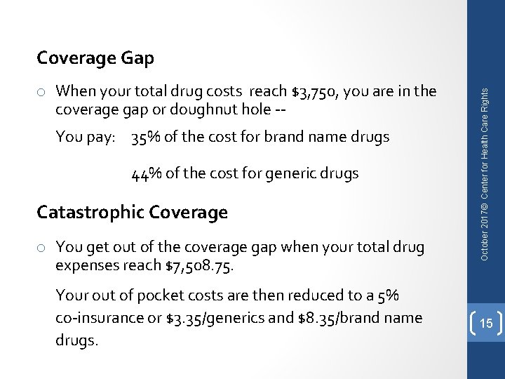 o When your total drug costs reach $3, 750, you are in the coverage