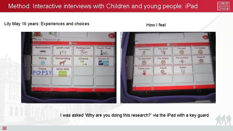 Method: Interactive interviews with Children and young people: i. Pad Lily May 16 years: