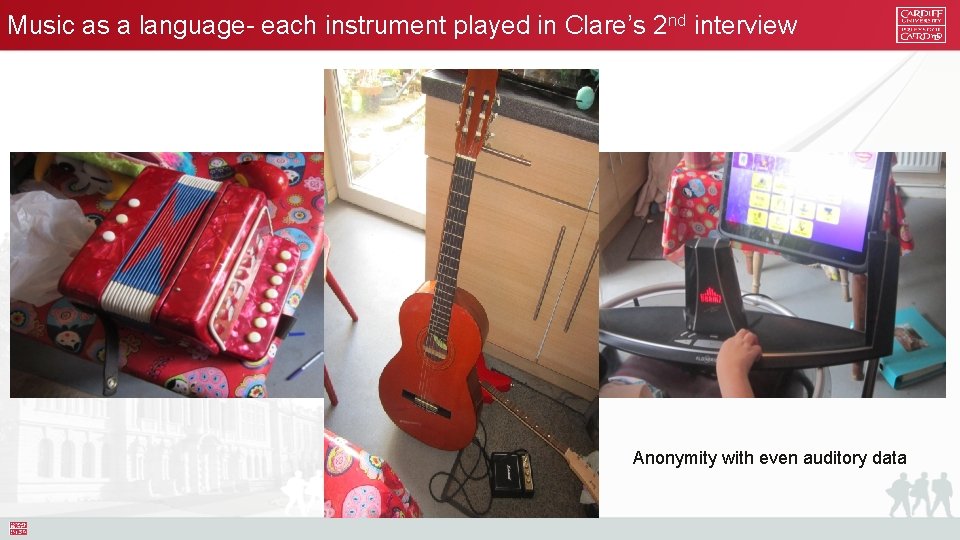 Music as a language- each instrument played in Clare’s 2 nd interview Anonymity with