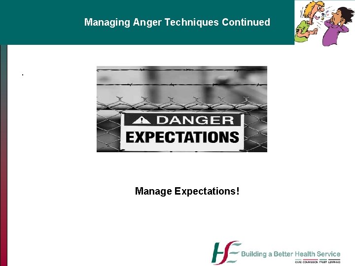 Managing Anger Techniques Continued . Manage Expectations! 