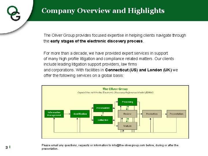 Company Overview and Highlights The Oliver Group provides focused expertise in helping clients navigate