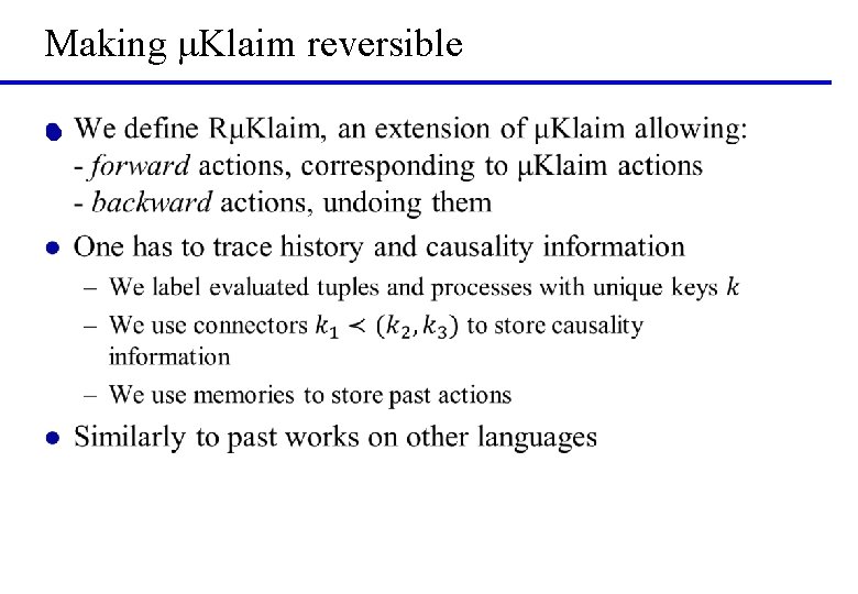 Making μKlaim reversible l 