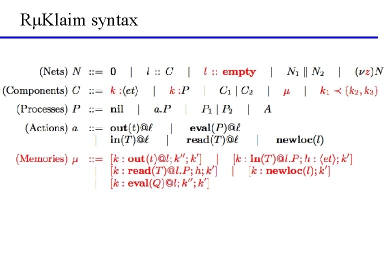 RμKlaim syntax 