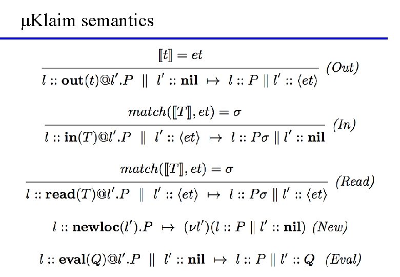 μKlaim semantics 