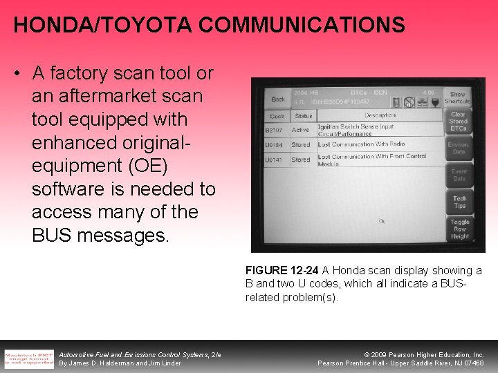 HONDA/TOYOTA COMMUNICATIONS • A factory scan tool or an aftermarket scan tool equipped with