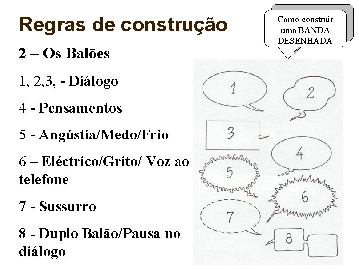 Regras de construção 2 – Os Balões 1, 2, 3, - Diálogo 4 -