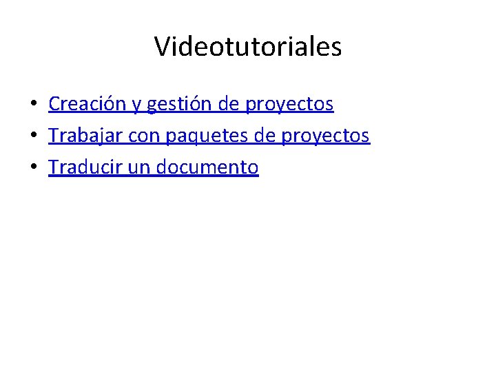 Videotutoriales • Creación y gestión de proyectos • Trabajar con paquetes de proyectos •