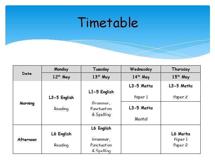 Timetable 