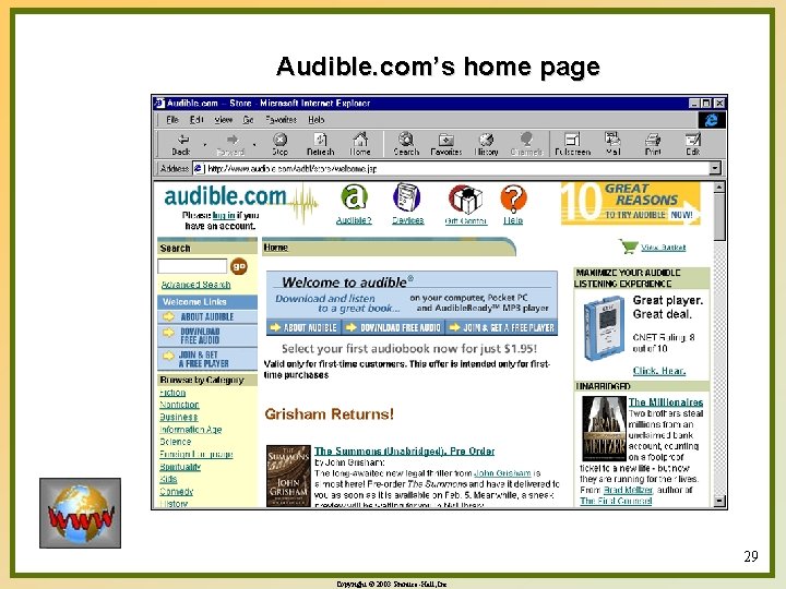 Audible. com’s home page 29 Copyright © 2003 Prentice-Hall, Inc. 