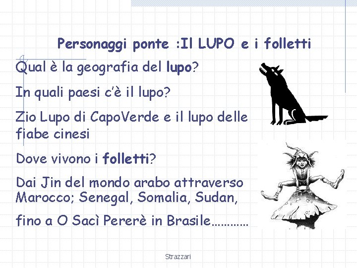 Personaggi ponte : Il LUPO e i folletti Qual è la geografia del lupo?