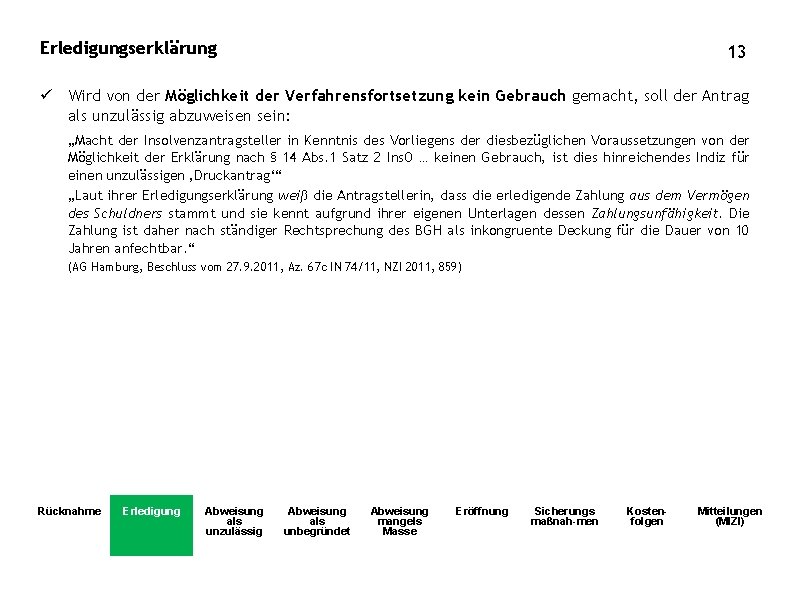 Erledigungserklärung 13 ü Wird von der Möglichkeit der Verfahrensfortsetzung kein Gebrauch gemacht, soll der