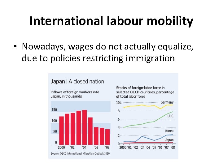 International labour mobility • Nowadays, wages do not actually equalize, due to policies restricting