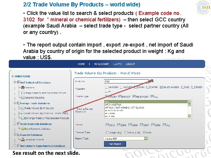 2/2 Trade Volume By Products – world wide) • Click the value list to