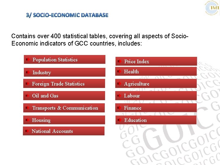 Contains over 400 statistical tables, covering all aspects of Socio. Economic indicators of GCC