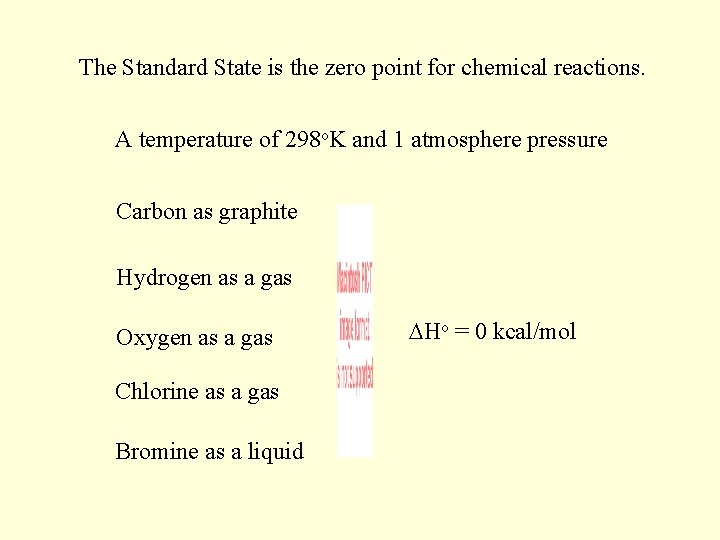 The Standard State is the zero point for chemical reactions. A temperature of 298