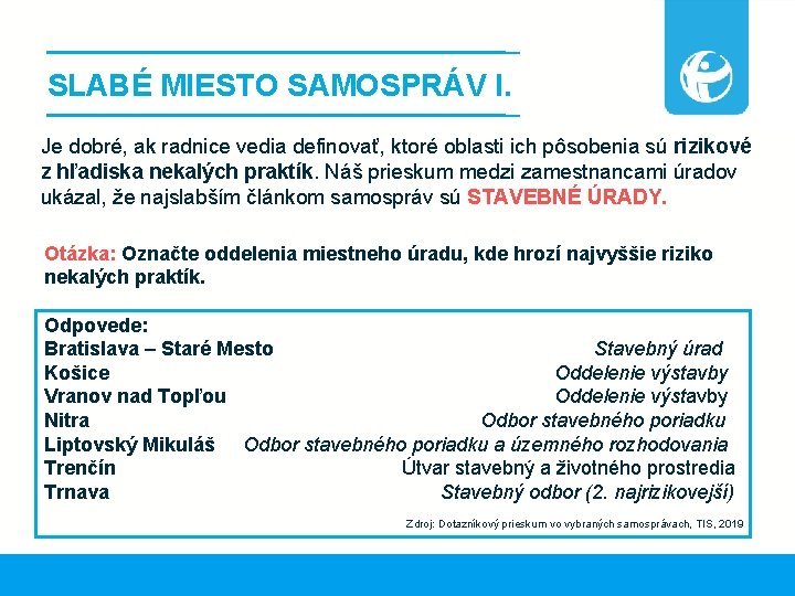 SLABÉ MIESTO SAMOSPRÁV I. Je dobré, ak radnice vedia definovať, ktoré oblasti ich pôsobenia