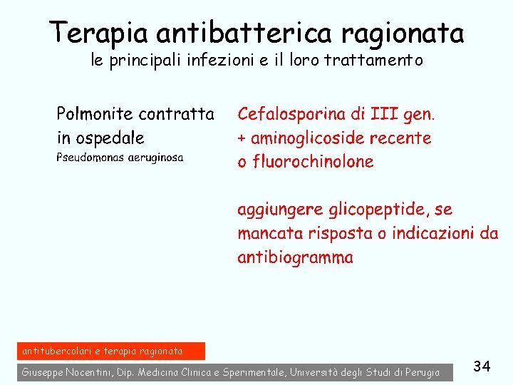 Terapia antibatterica ragionata le principali infezioni e il loro trattamento antitubercolari e terapia ragionata