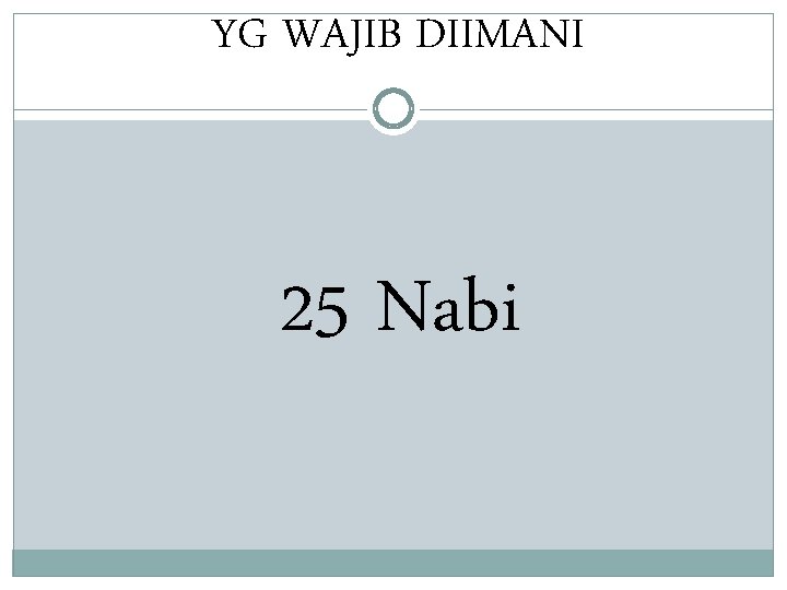YG WAJIB DIIMANI 25 Nabi 