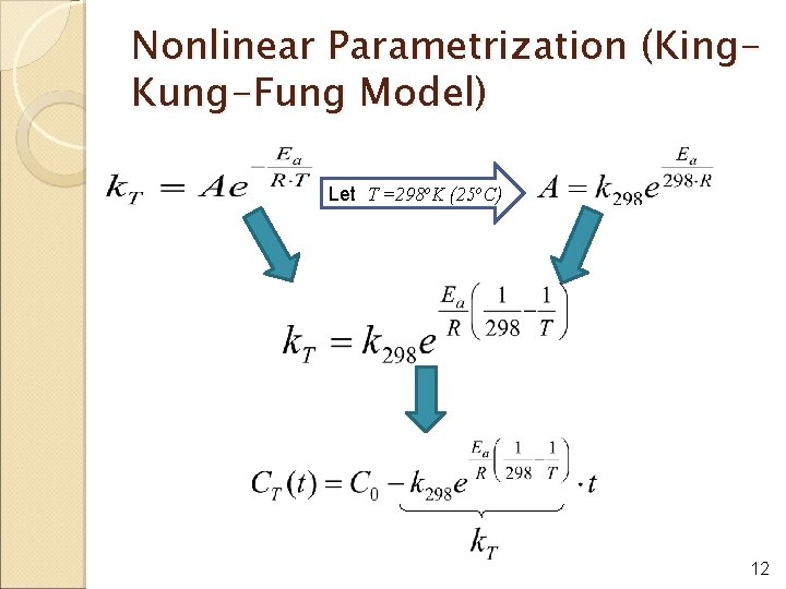 Nonlinear Parametrization (King. Kung-Fung Model) Let T =298 o. K (25 o. C) 12