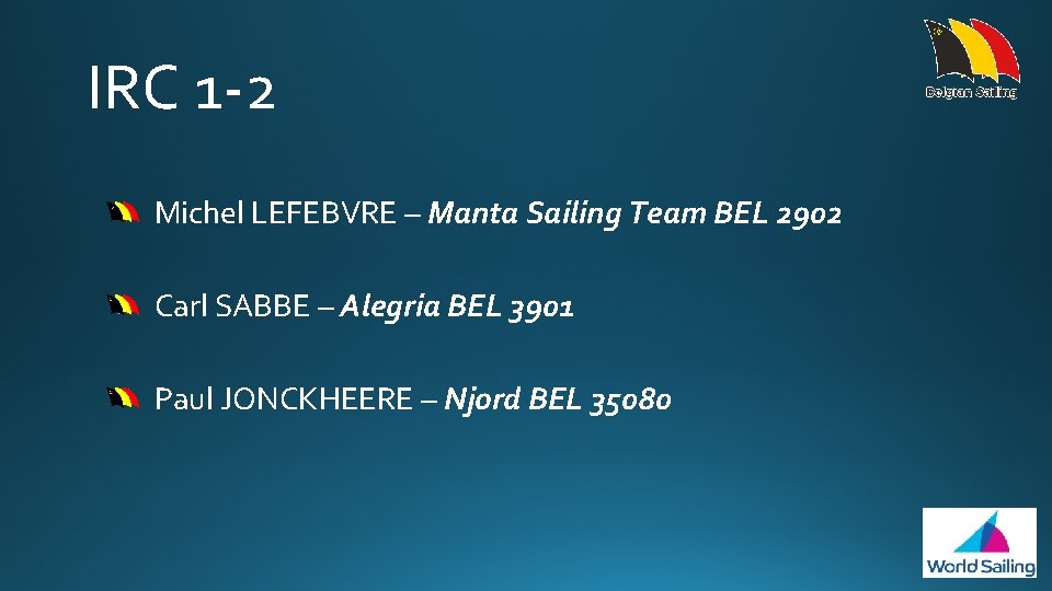 IRC 1 -2 Michel LEFEBVRE – Manta Sailing Team BEL 2902 Carl SABBE –