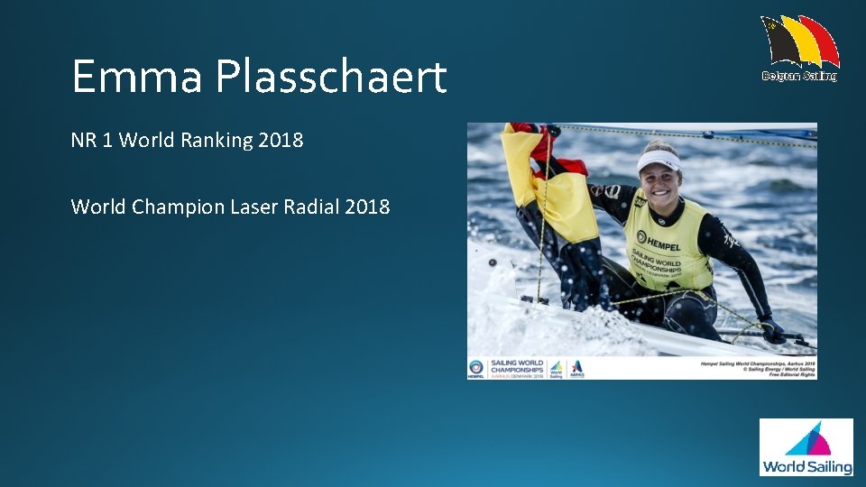 Emma Plasschaert NR 1 World Ranking 2018 World Champion Laser Radial 2018 