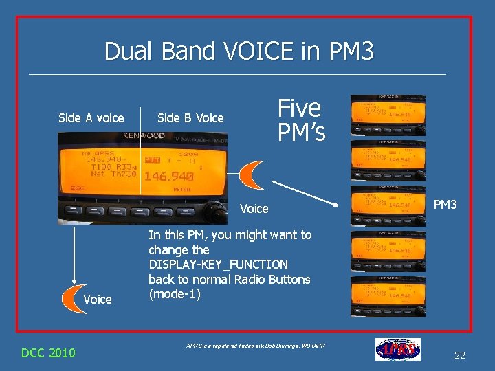 Dual Band VOICE in PM 3 Side A voice Five PM’s Side B Voice