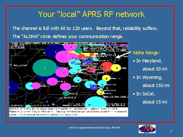 Your “local” APRS RF network The channel is full with 60 to 120 users.