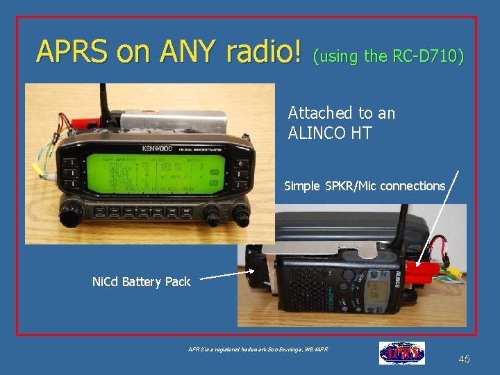 APRS on ANY radio! (using the RC-D 710) Attached to an ALINCO HT Simple