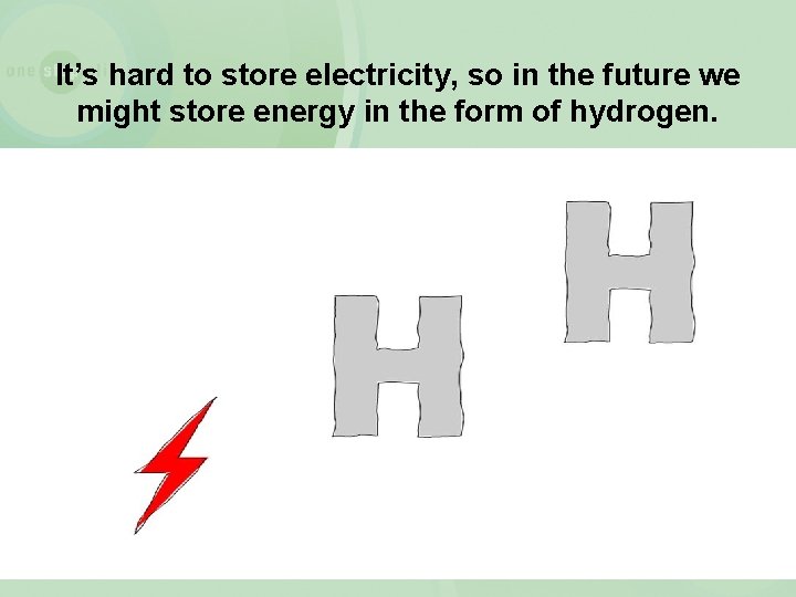 It’s hard to store electricity, so in the future we might store energy in