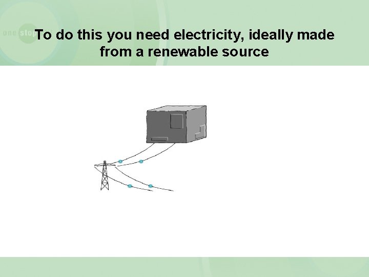 To do this you need electricity, ideally made from a renewable source 