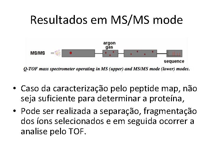 Resultados em MS/MS mode • Caso da caracterização pelo peptide map, não seja suficiente