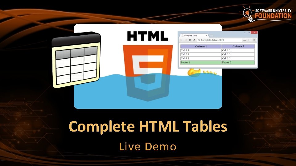 Complete HTML Tables Live Demo 