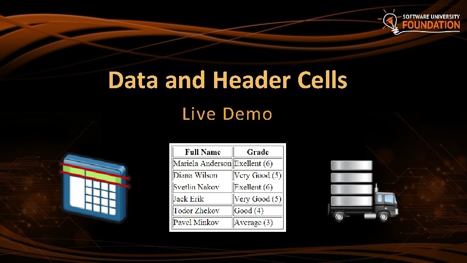 Data and Header Cells Live Demo 