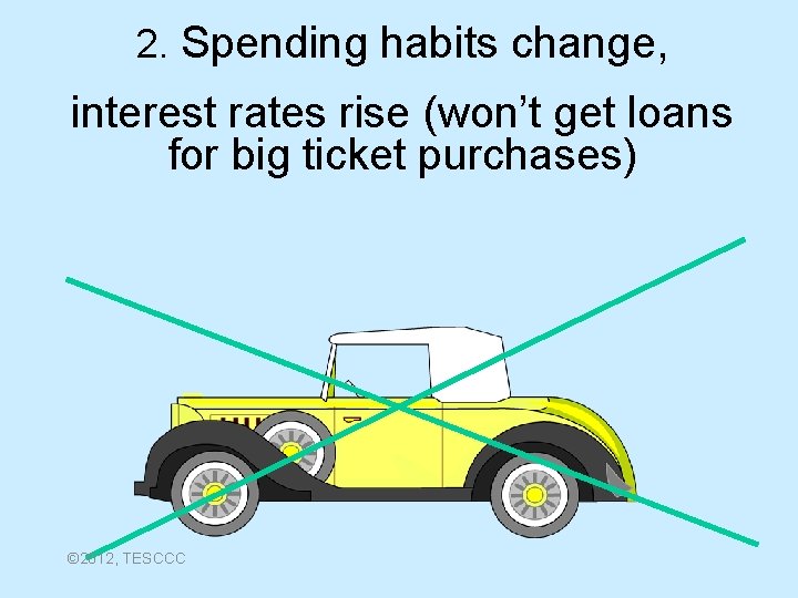 2. Spending habits change, interest rates rise (won’t get loans for big ticket purchases)