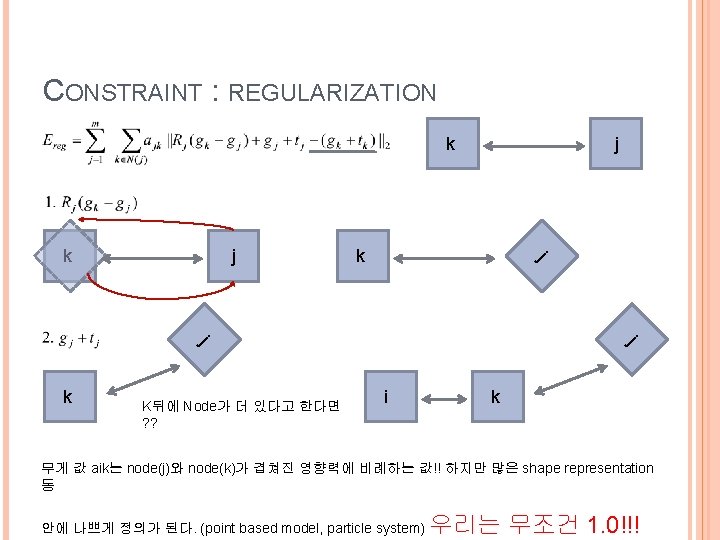 CONSTRAINT : REGULARIZATION k j k j K뒤에 Node가 더 있다고 한다면 ? ?