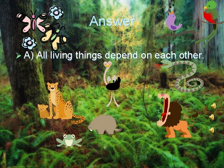 Answer Ø A) All living things depend on each other. 