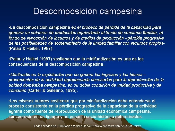 Descomposición campesina • La descomposición campesina es el proceso de pérdida de la capacidad