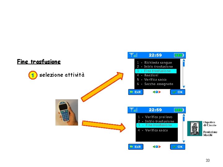 Fine trasfusione 1 selezione attività 1 2 3 4 5 6 1 2 3