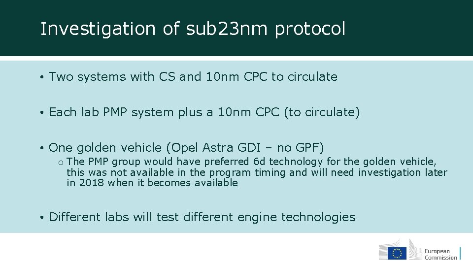 Investigation of sub 23 nm protocol • Two systems with CS and 10 nm