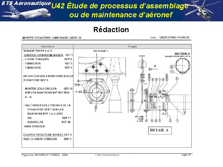 BTS Aéronautique U 42 Étude de processus d’assemblage ou de maintenance d’aéronef Rédaction 