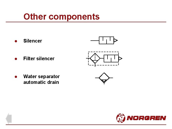 Other components l Silencer l Filter silencer l Water separator automatic drain 