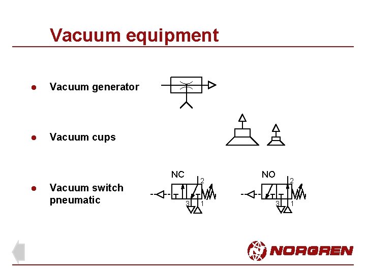 Vacuum equipment l Vacuum generator l Vacuum cups NC l Vacuum switch pneumatic 2