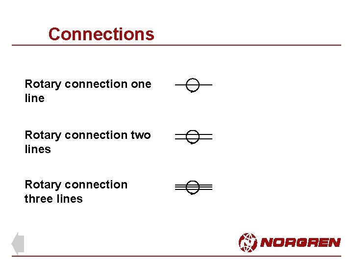 Connections Rotary connection one line Rotary connection two lines Rotary connection three lines 