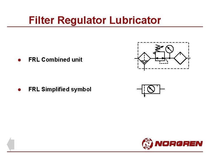 Filter Regulator Lubricator l FRL Combined unit l FRL Simplified symbol Filter Regulator Lubricator l FRL Combined unit l FRL Simplified symbol