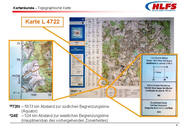 Kartenkunde – Topographische Karte L 4722 5673 N – 5673 km Abstand zur südlichen