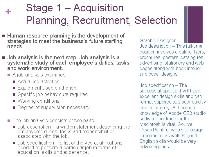 + Stage 1 – Acquisition Planning, Recruitment, Selection n Human resource planning is the