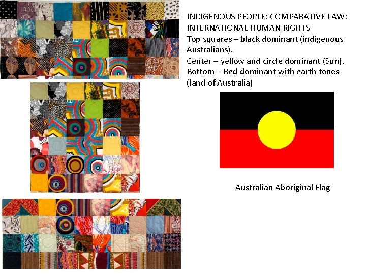 INDIGENOUS PEOPLE: COMPARATIVE LAW: INTERNATIONAL HUMAN RIGHTS Top squares – black dominant (indigenous Australians).