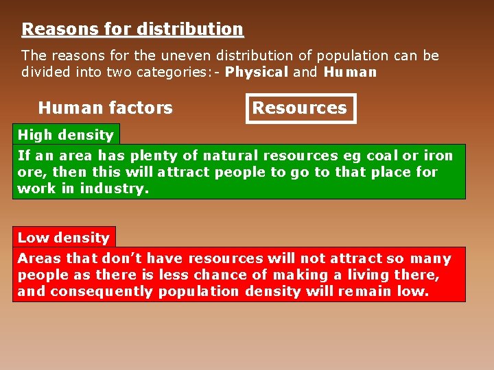 Reasons for distribution reasons for the uneven distribution of population can be The divided